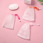 10pcs Drawstring Type Exfoliating Face Cleansing Net Ribbon Bubble Bag  Soap Bag