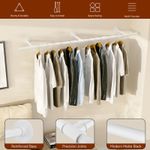Industrial Pipe Clothing Rack Wall Mounted Wardrobe Hanging Rail White TYJ007W