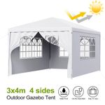 LOEFME Gazebo 4x3m Awning Party Tent Canopy Marquee Waterproof Garden White/Grey