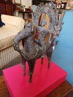 Antique Indian Dhokra Bronze Deity On Horse 32cm Tall 22cm Long