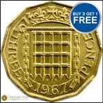 1953 TO 1967 ELIZABETH II BRASS THREE PENCE CHOICE OF YEAR / DATE