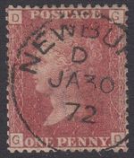 SG 43 1d rose-red plate 124. Superb used with a Newbury, Jan 30th 1872 CDS