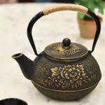 Black & Gold Japanese Inspired Teapot - Traditional Home Decor