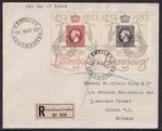 LUXEMBOURG 1952 CENTILUX Postage Pair SG 552fa Used on Registered FDC (CV £190+)