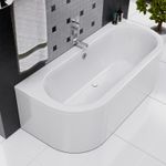 1700x750 D Shape Back To Wall Acrylic Bath Inc Front Panel