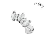 1pair Of Women's Earrings With Floral Stainless Steel Zircon Earrings Crystal Cl