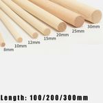 100 200 300mm Length Round Pine Wood Wooden Craft Sticks Dia 8mm - 28mm for DIY