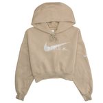 Nike Womens Beige Hoodie Medium Cropped Pullover Drawstring Logo