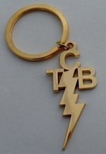 Pretty Green ' Taking Care of Business ' Gold / Gilt TCB KeyChain / KeyRing.