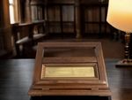 Vintage Wooden Book Stand with Brass Insert – Elegant Desktop Lectern 11x14.5 “