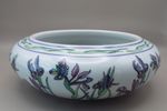 LINTURN TRADING CERAMIC BULB BOWL DECORATED WITH IRISES