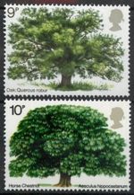 GB 1973 & 1974 British Trees Oak & Horse Chestnut SG 922 & 949 MNH mint