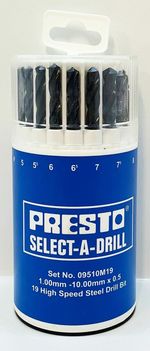 Presto 09510M19 High Speed Steel 19 Piece Select A Drill Set 1-10mm x 0.5mm