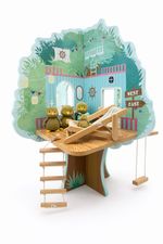 Large Li’l Woodzeez Owl Family Treehouse Playset Wooden Retired Toy Figures Batt