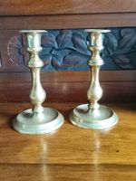 Antique Pair Of Solid Brass Metal Candlesticks 17.5 CMS Tall ( A ) 