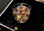 Vintage Style Multicolor Gemstones Ring 18K White Gold Plated