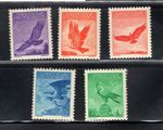 LIECHTENSTEIN 1934 AIR MAIL SET SC. #C9-C13 birds MH