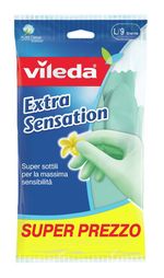 4023103073944 Vileda Extra Sensation Household gloves Green Cotton, Latex 1 pc(s