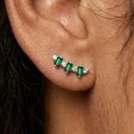 0.82ct Lab-Created Emerald/Round Shape Diamond Test Pass Stud Earrings VS1/D