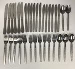 Vintage Viners Glamour Cutlery Set Hammered Circles to Handles 34 Pieces