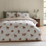 Catherine Lansfield Highland Cow Duvet Cover Single Quilt Bedding Set Natural