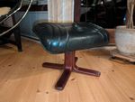 Vintage Leather Stool 60s Footstool Retro Ottoman Danish Pouf Westnofa Era B19