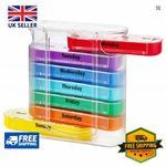 Weekly 7 Day Pill Box 28 Compartment Tablet Organizer Medicine Storage Dispenser