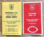 ARSENAL FIXTURE LISTS 1989/90 & 2000/2001 HIGHBURY UNUSED CONDITION