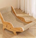 Wood & Sisal Cat Scratching Board/Mat Lounge Chair, Brown/Beige, Small
