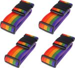 4 x Multicoloured Rainbow Luggage Suitcase Belt Straps Travel Baggage adjustable