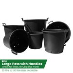 Tree & Shrub Patio/Garden Large Black Plastic Plant Pot with Handles | 30L-130L