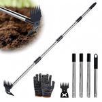 2 in 1 Weed Puller Tool with Long Handle 54 Inch Manual Weed Rake and Garden Hoe