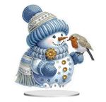 5D DIY Snowman and Robin Christmas Diamond Art Table Top Kit Rhinestones 23cm