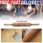 Wooden Embossing Rolling Pin For DIY Baking Cookies Cake Pastry Fondant Biscuit