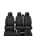 For FORD TRANSIT 2014-2022 - DIAMOND QUILTED LEATHER SEAT COVERS FULLY TAILORED