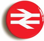 BRITISH RAIL RAILWAYS RETRO RED LOGO BADGE BUTTON PIN (1inch/25mm diameter)