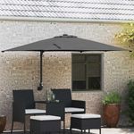 Wall Mounted Garden Parasol 248x248cm Tiltable Outdoor Umbrella Anthracite