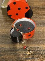 Vintage Avon Ladybug Bracelet and Earring Set With Box