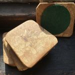 Handmade Spalted Beech wood coasters x 4 3.5cm with green felt pads, beeswaxed 