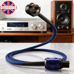 1M HiFi Mains Power Cord UK C15 Audiophile Power Leads Hifi Audio Power Cable