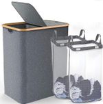 145L Large Laundry Basket Bin Bag Foldable Hamper 2 Compartment Double Sided Lid