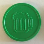 DRINK TOKENS PLASTIC BEER GREEN - BAG OF 100 - WEDDING BAR PARTY EVENT