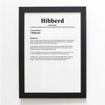 A4 PRINT - Hibberd - Funny Humorous Family Surname Definition