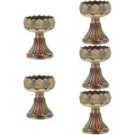 Golden Alloy Lotus Lamp Holder Decorative Candlestick for Home and Temple