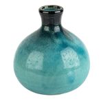 Round Blue Crackleglaze Small Japanese Vase 10x9cm