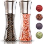 2x Pepper and Salt Grinder Set Mill Stainless Steel Shaker Adjustable Coarse UK~