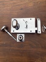 ~LARGE CHROME PLATED BRASS GEORGIAN STYLE RIM LOCK~HINGED ON THE LEFT