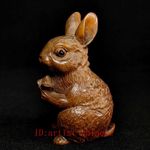 2.7 Inch Old Chinese boxwood hand carved Rabbit Figure statue netsuke collection