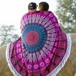 Indian Mandala Tapestry Throw roundie Cover Wall Hanging Bohemian Round Beach