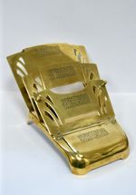 Antique German Art Nouveau Engraved Brass Folding Letter Rack Inkwell Pen Holder